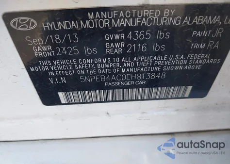 2014 Hyundai Sonata Gls from USA, damaged, VIN 5NPEB4AC0EH813848
